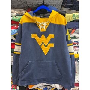 Colosseum West Virginia Mountaineers Lace Up Hoodie Mens Medium Navy Gold 6599